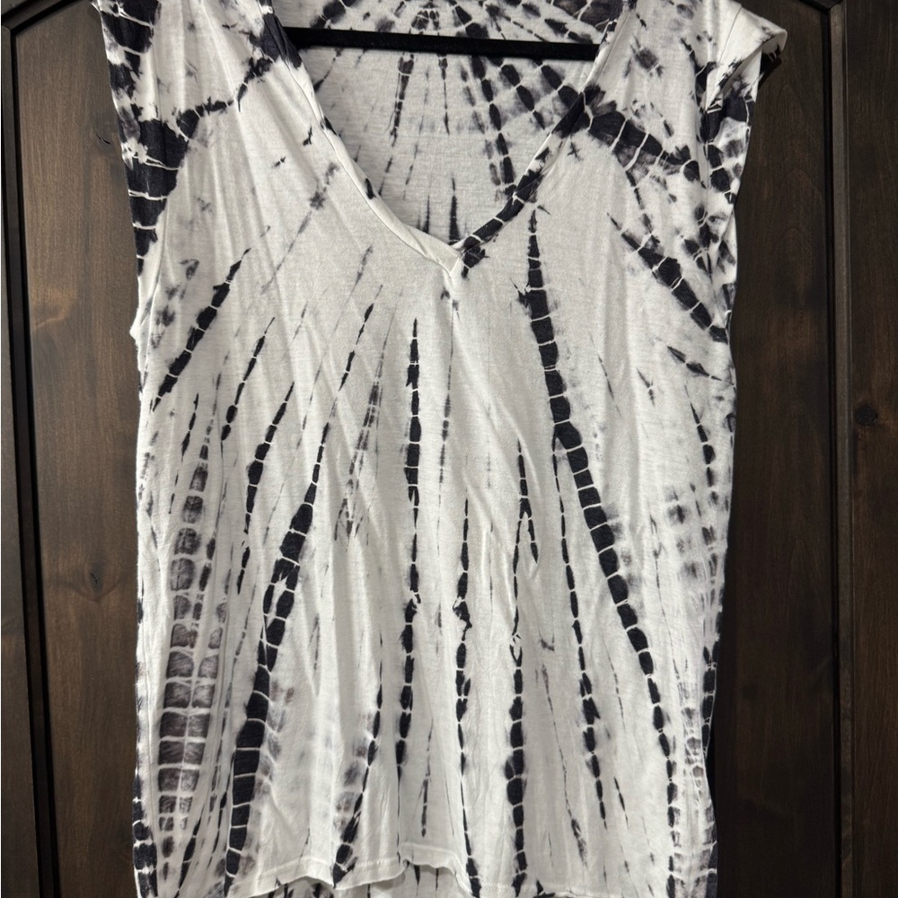 Pam & Gela Black and White Asymmetrical Tank Top